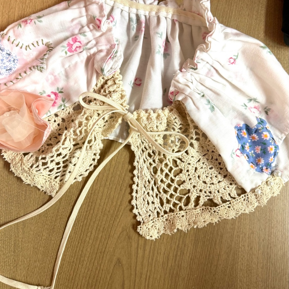 Rose Flowered Fabric Boho Style Collar